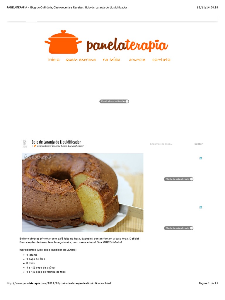 Bolo de Farinha de Milho – Panelaterapia