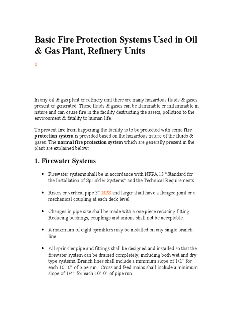 Fire Protection Systems in Oil & Gas | PDF | Fire Sprinkler System ...