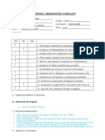 Informal Observation Checklist