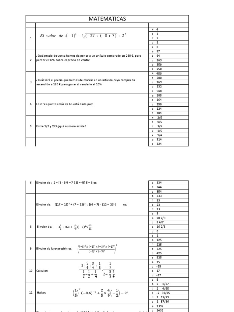 Ejercicios de Matemáticas y Problemas de Valor | PDF | Notación ...