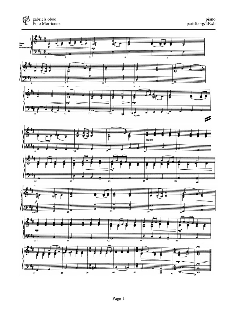Piano Gabriels Oboe PDF