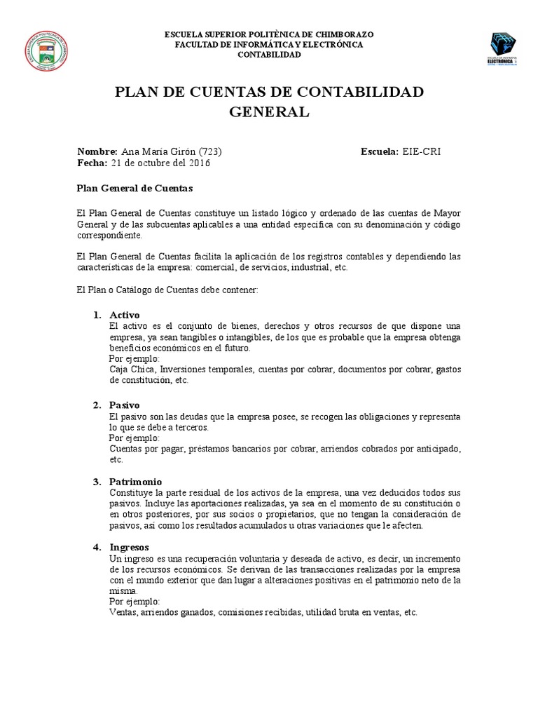 Plan de Cuentas Contables PDF | PDF | Contabilidad | Bancos