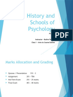 History and Schools of Psychology: PSY 109 BS2 Instructor - Bushra Tauseef Class 1 - Intro To Course Outline
