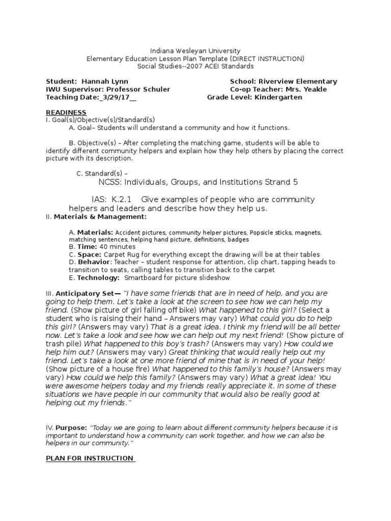 direct instruction lesson plan | Lesson Plan | Teachers