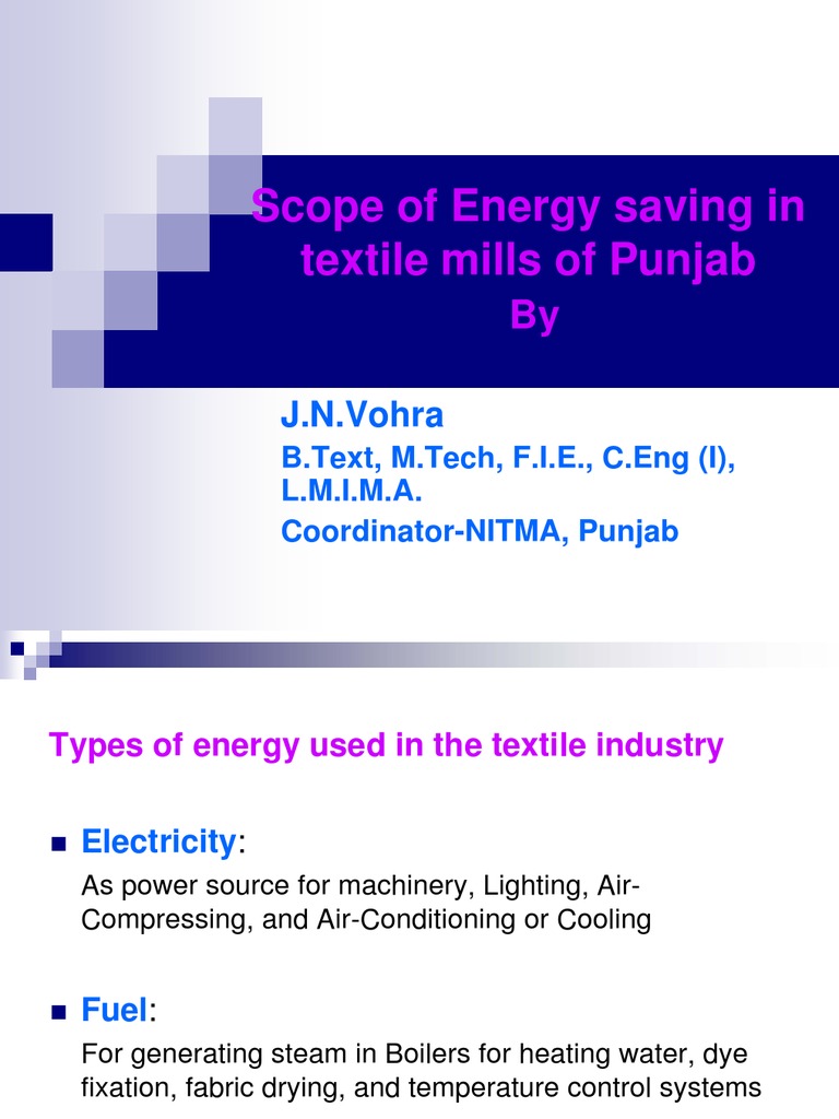 Energy Saving Opportunities in Punjab Textiles | PDF | Cogeneration ...