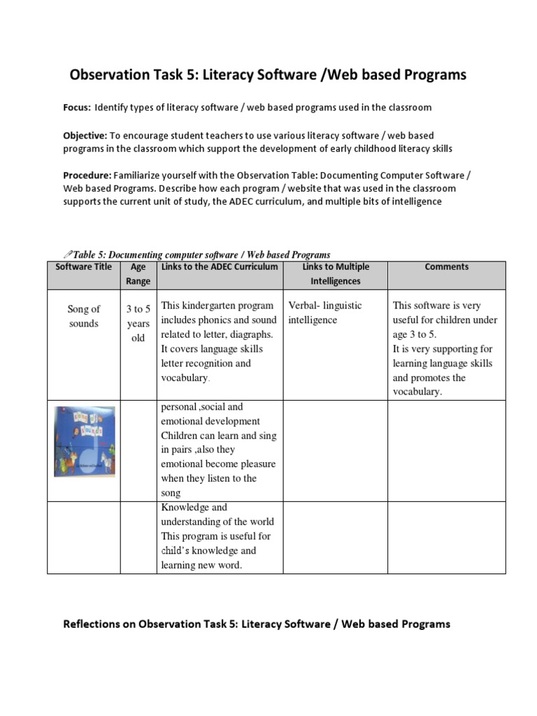 Observation Task 5 | PDF | Language Arts & Discipline