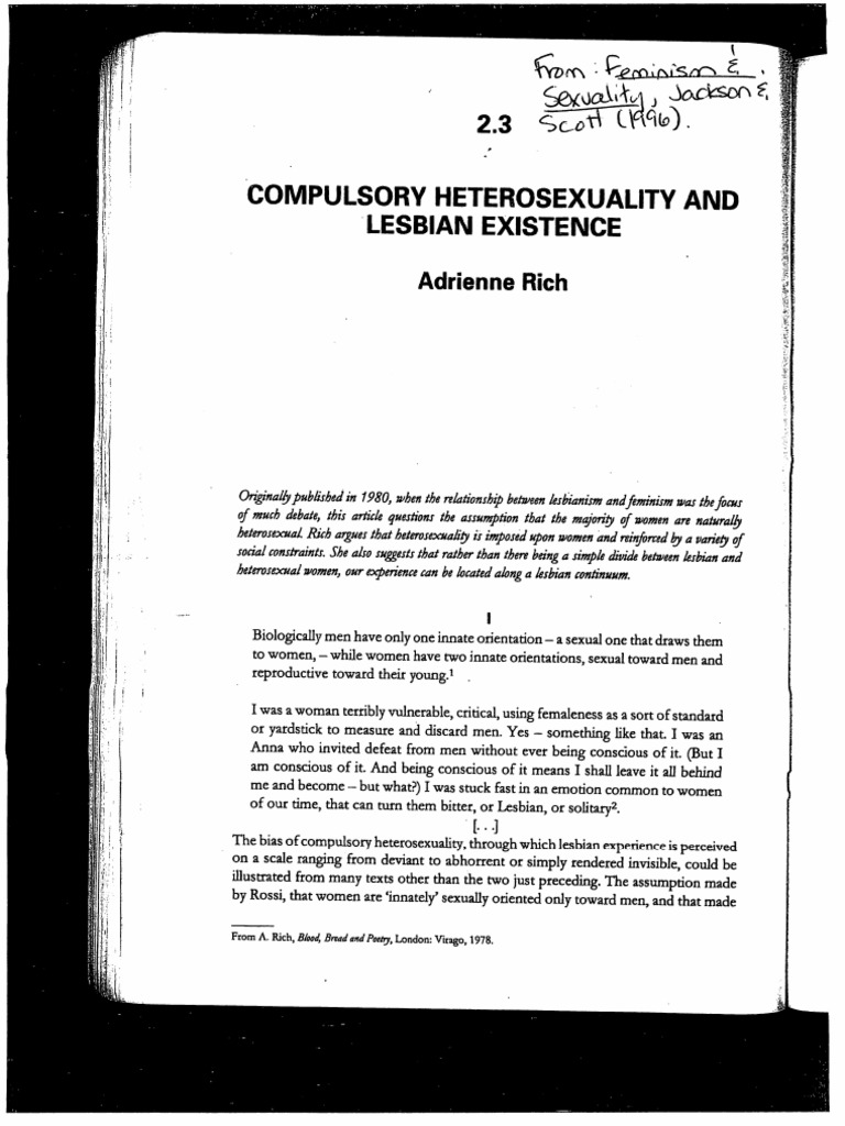 Compulsory Heterosexuality Explained | PDF
