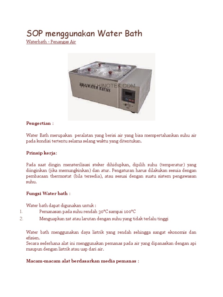 SOP Menggunakan Water Bath