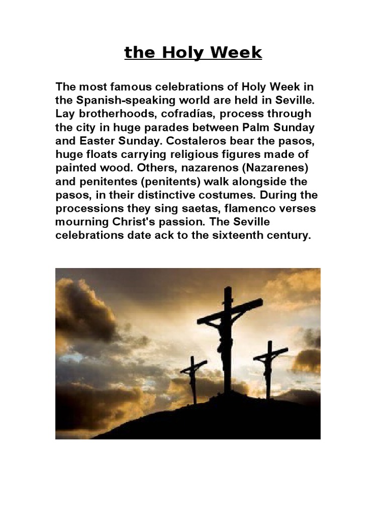 The Holy Week PDF Catholic Holy Days Liturgical Calendar