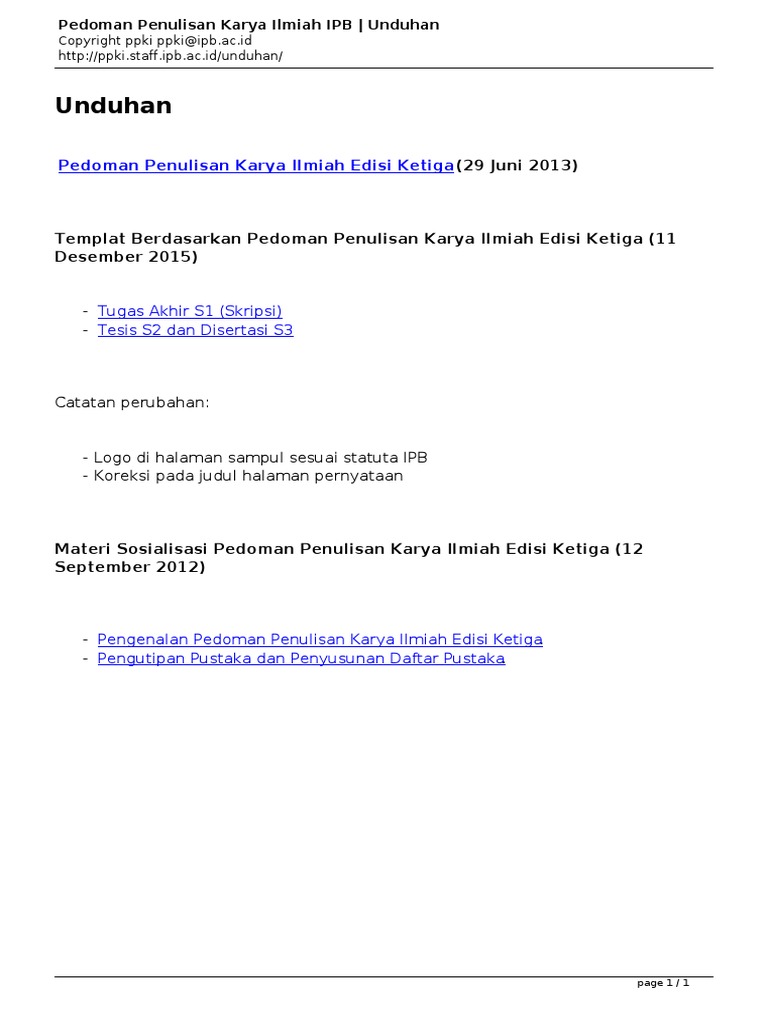 Pedoman Penulisan Karya Ilmiah Ipb Unduhan