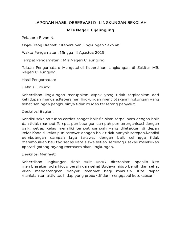 Makalah Observasi Tentang Sampah Contoh Makalah
