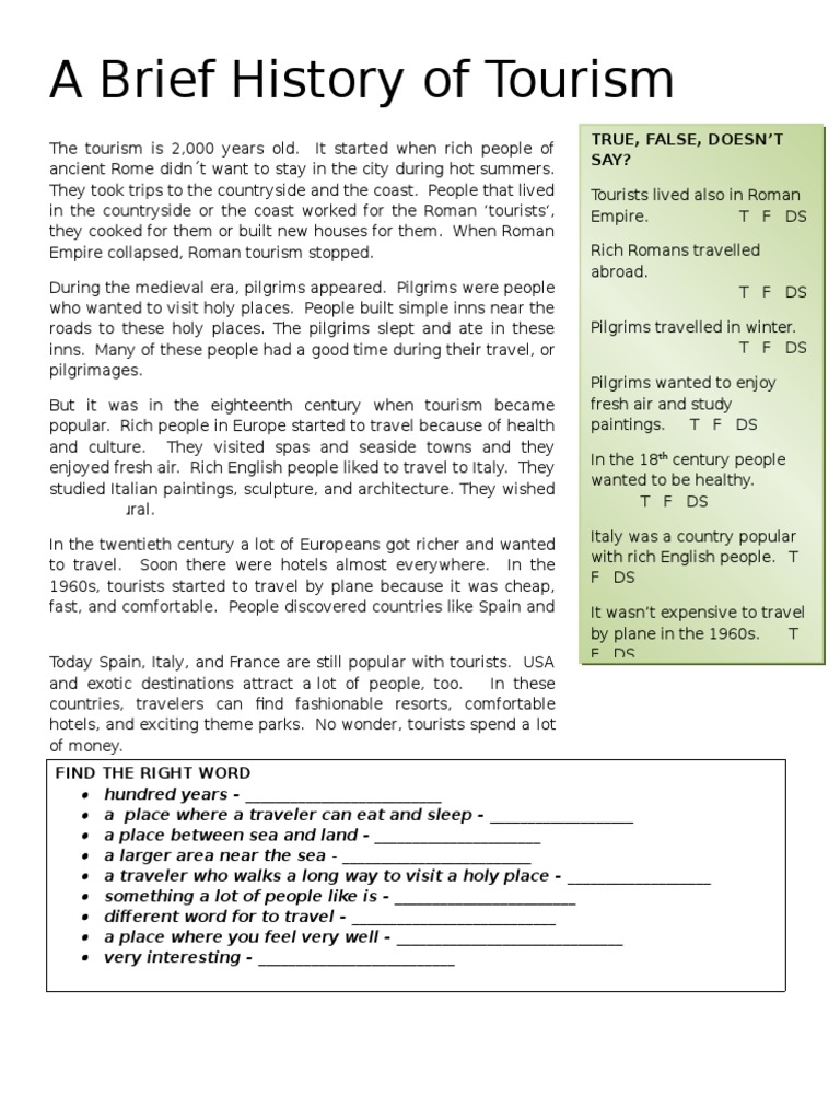 A Brief History of Tourism PDF Italy Tourism