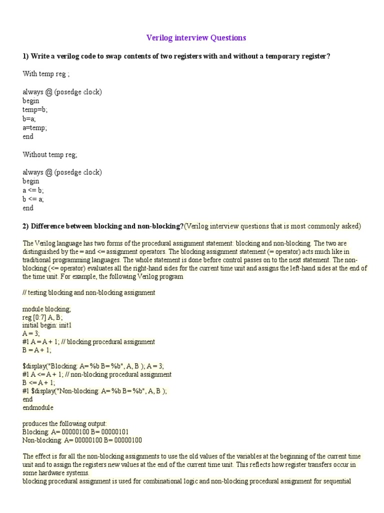 Verilog Interview Questions Pdf