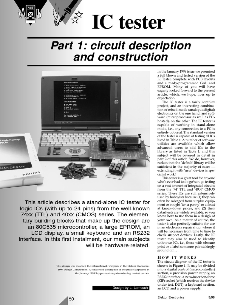 IC Tester Part 1 PDF Integrated Circuit Electronic Circuits