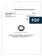 Plaint and Written Statement On Trespass: Hidayatullah National Law University Uparwara, New Raipur (C.G.)