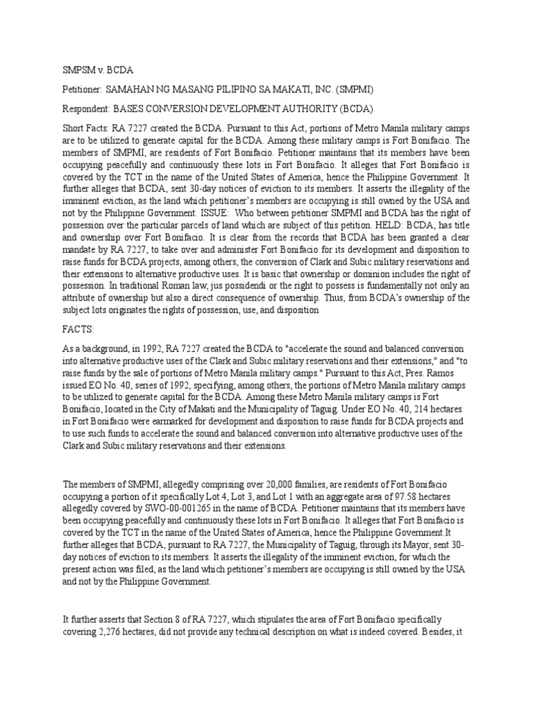 SMPSM v. BCDA PDF Laches (Equity) Civil Law Law)