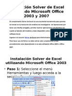 Instalacion Solver de Excel Utilizando Microsoft Office 2003 y 2007