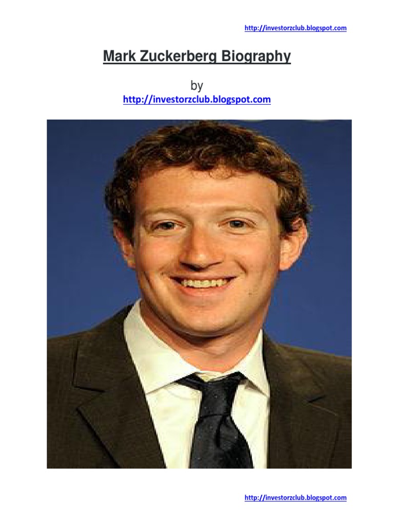 Mark Zuckerberg Biography PDF PDF Mark Zuckerberg Facebook