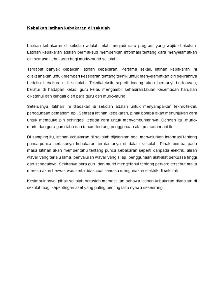 Kebaikan Latihan Kebakaran Di Sekolah  PDF