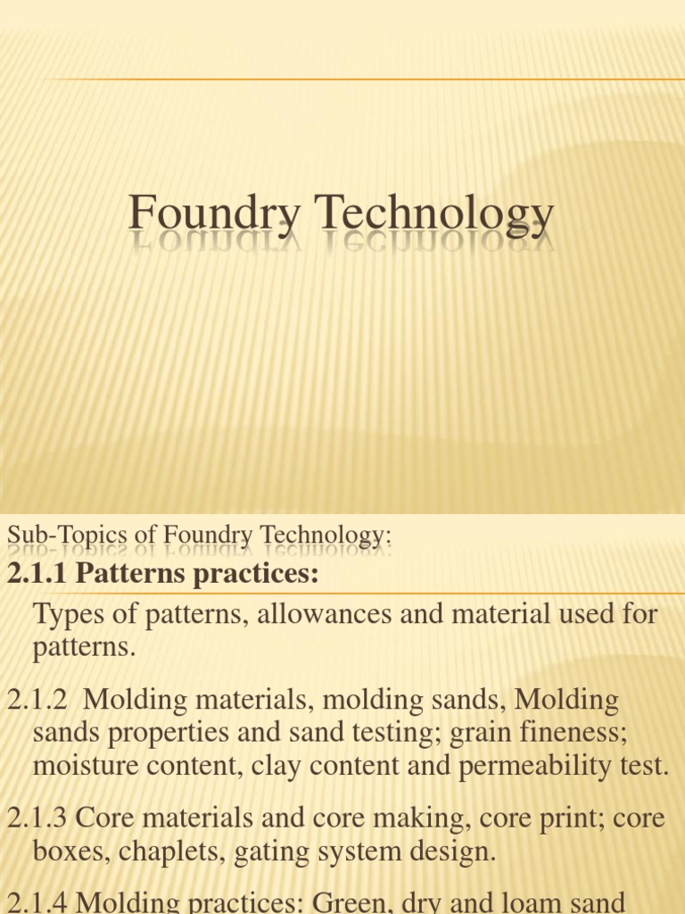 Comprehensive Guide to Foundry Technology | PDF | Casting (Metalworking ...