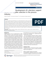 Modeling and Development of A Decision Support System For Supplier Selection in The Process Industry