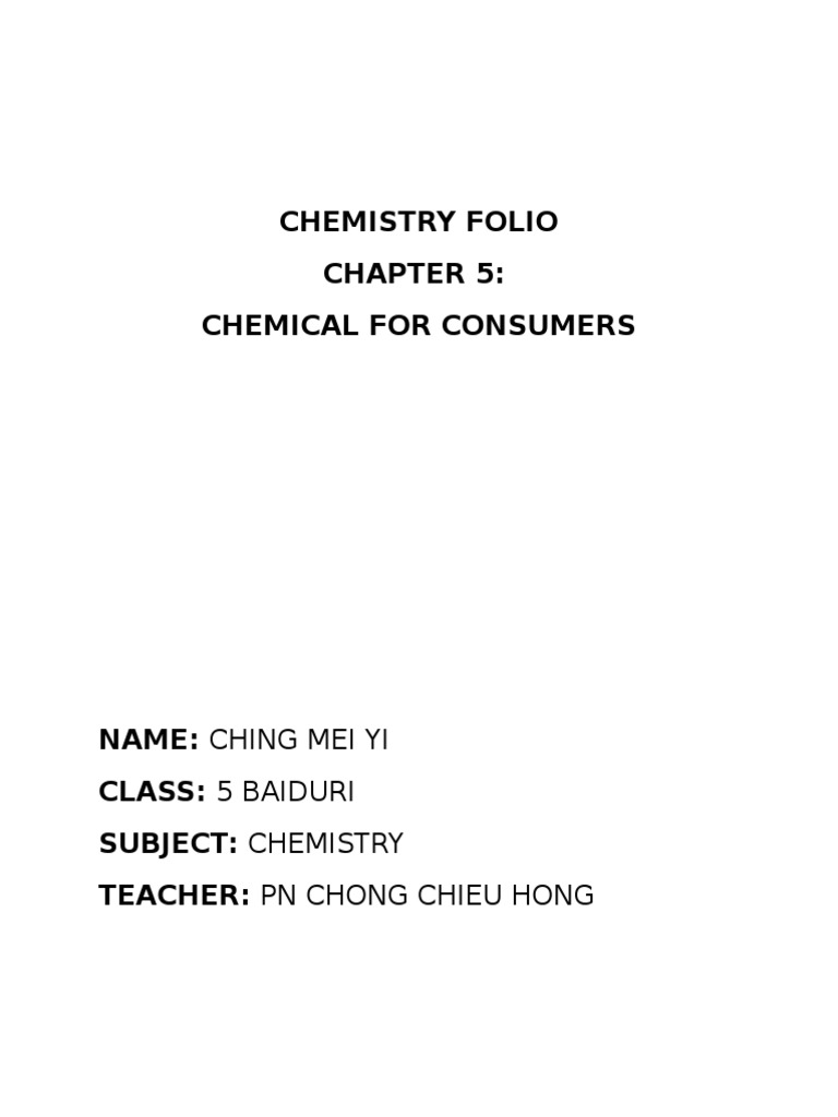 Chemistry Folio Chemical For Consumers | PDF | Self-Improvement ...