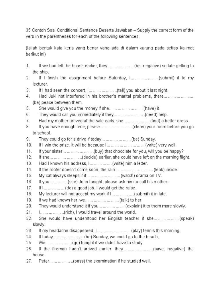 Contoh Soal Conditional Sentence Docx