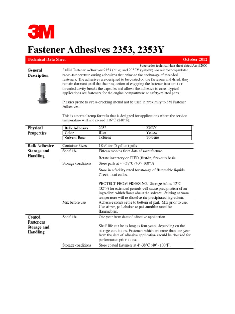 3mtm Fastener Adhesive 2353 and 2353y PDF Adhesive Implied Warranty