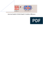 American English & British English Vocabulary Differences