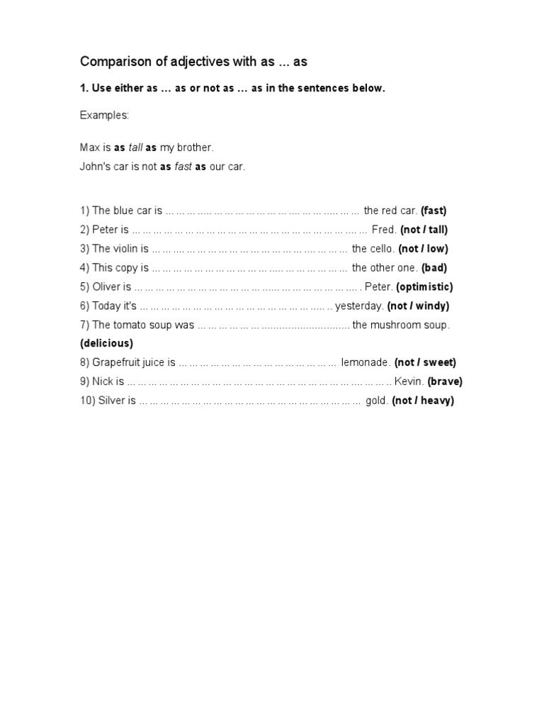 Comparison With (Not) As... As | PDF