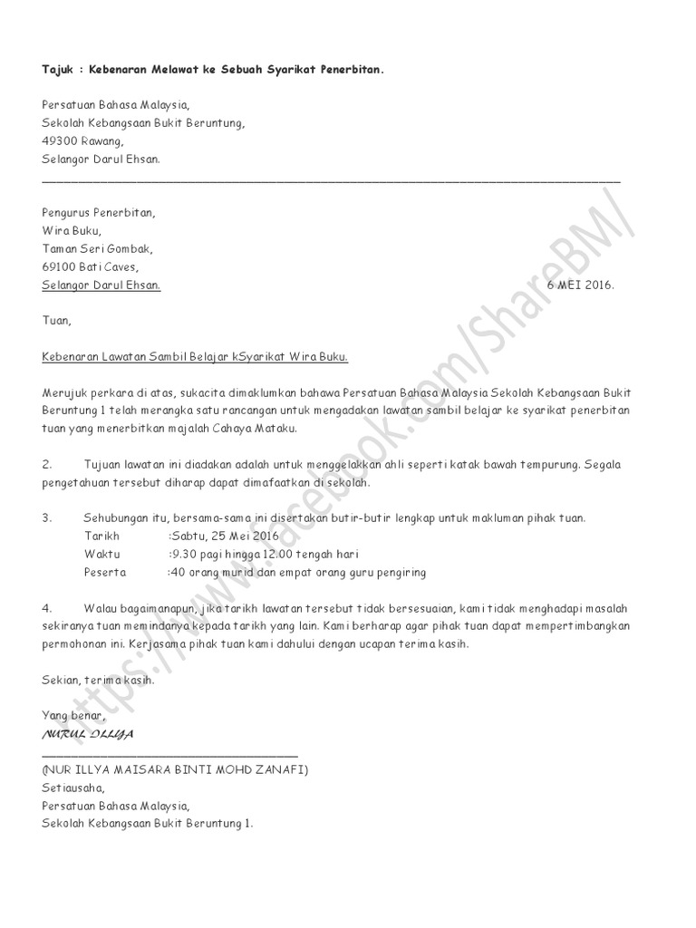 10 Karangan Surat Kiriman Rasmi Pdf