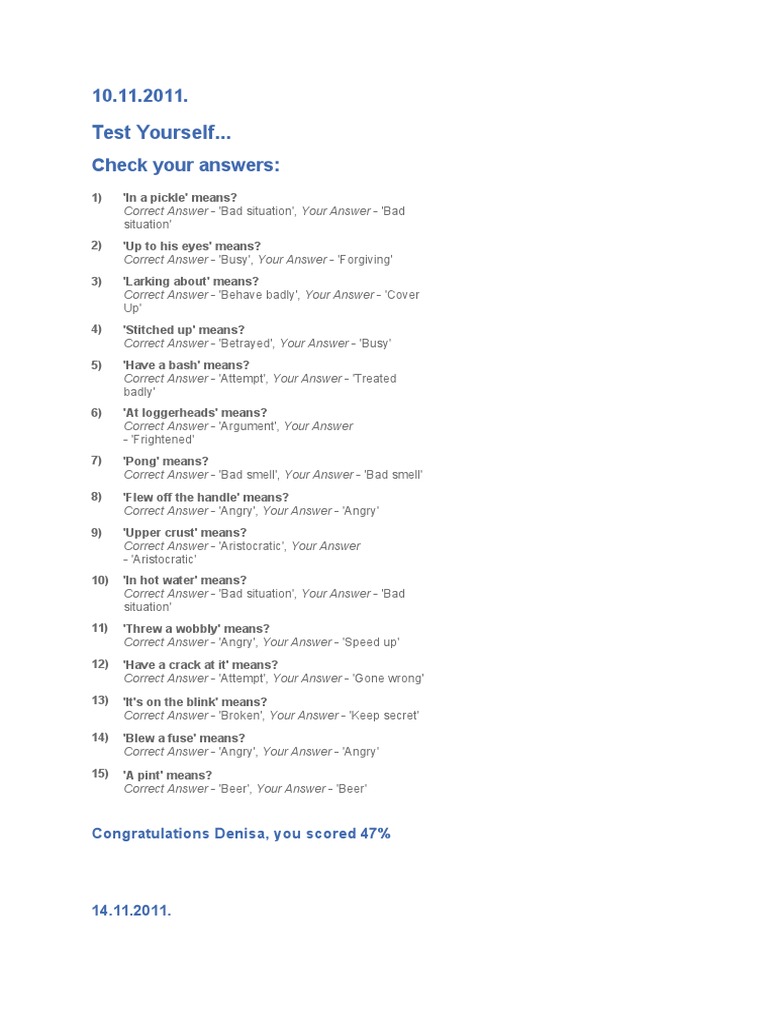 Test Yourself... : Situation' | PDF | Games & Activities