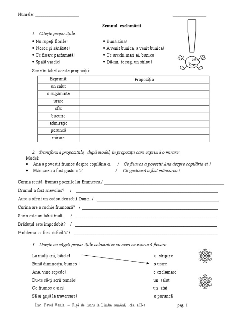 Ce Inseamna Semnul Exclamarii In Matematica Fisa de Lucru Semnul Exclamarii