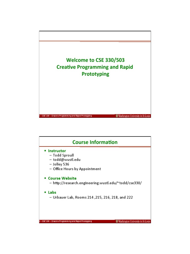 Welcome To CSE 330/503 Crea2ve Programming and Rapid Prototyping ...