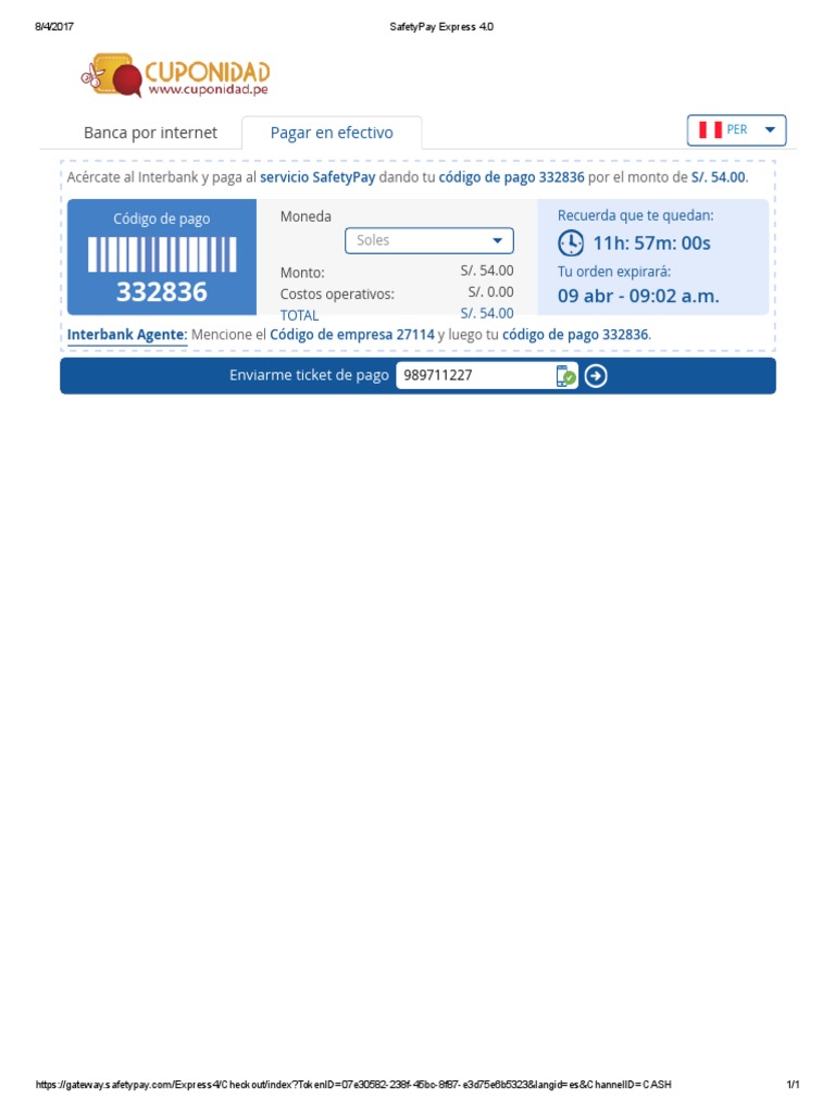 Instrucciones de Pago SafetyPay | PDF