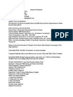 Resume Worksheet