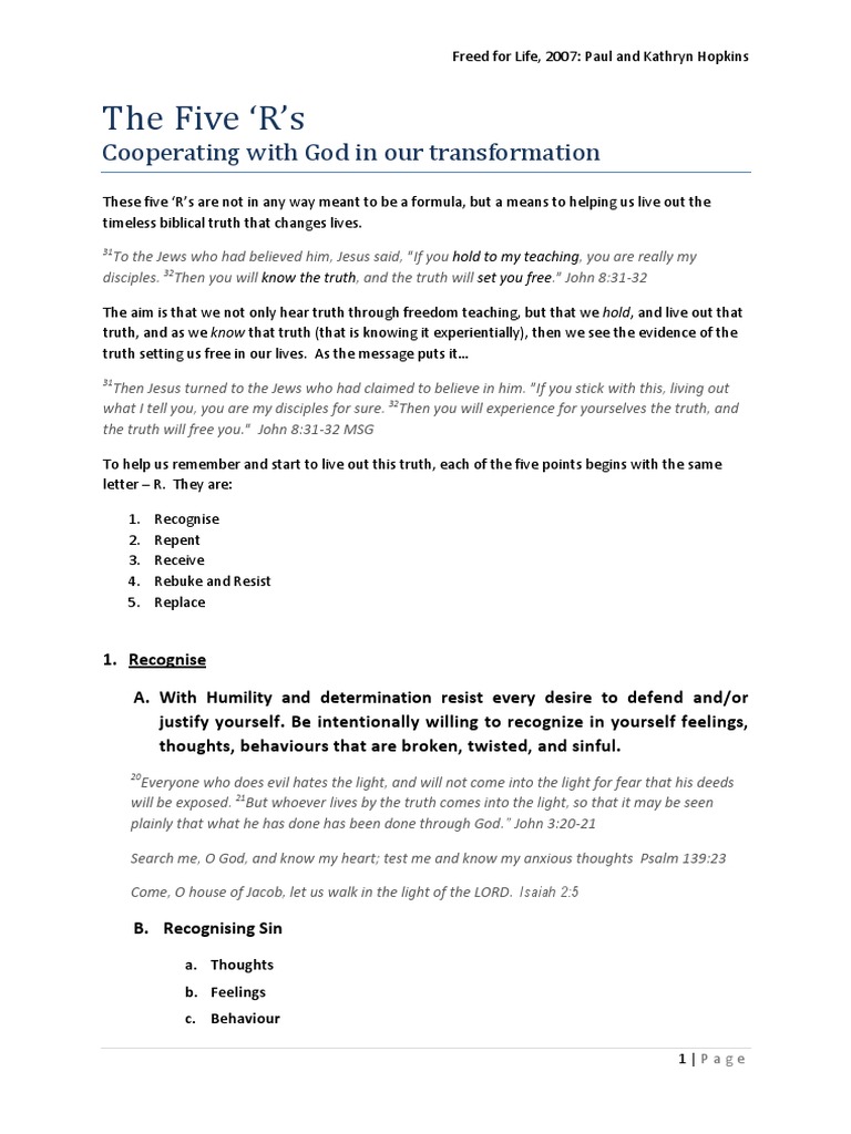 The Five R's of Repentance Explained | PDF | Repentance | Sin