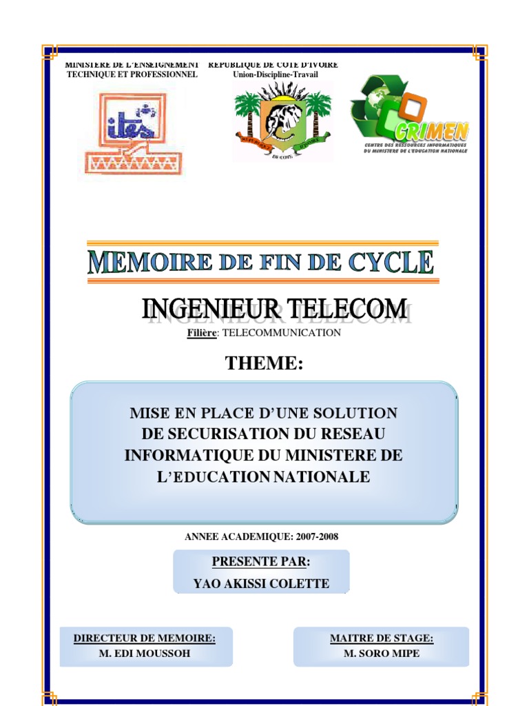 PAGE de GARDE Rapport de Stage 1