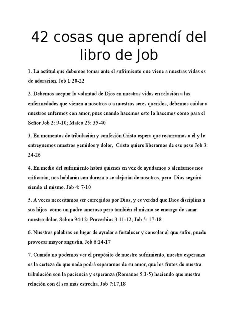42 Cosas Que Aprendí Del Libro de Job | PDF | Libro de trabajo | Dios