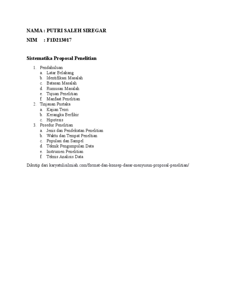 Sistematika Proposal Penelitian