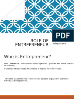 Role of Entrepreneur: Presented By: Ganesh Rathore Aditya Sona