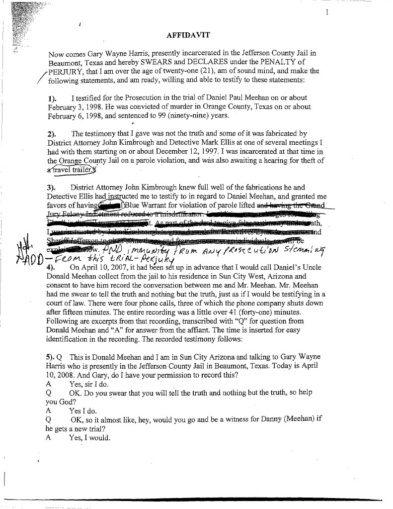 Harris Affidavit: Recanting Testimony | PDF