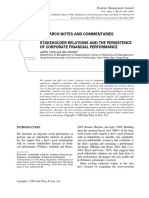 Research Notes and Commentaries Stakeholder Relations and The Persistence of Corporate Financial Performance