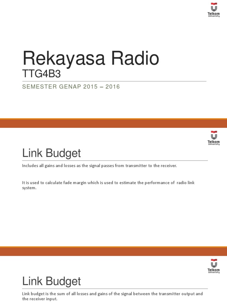 Radio Link Budget Calculation Guide | PDF | Decibel | Antenna (Radio)