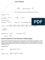 Thermodynamic Relations Summary