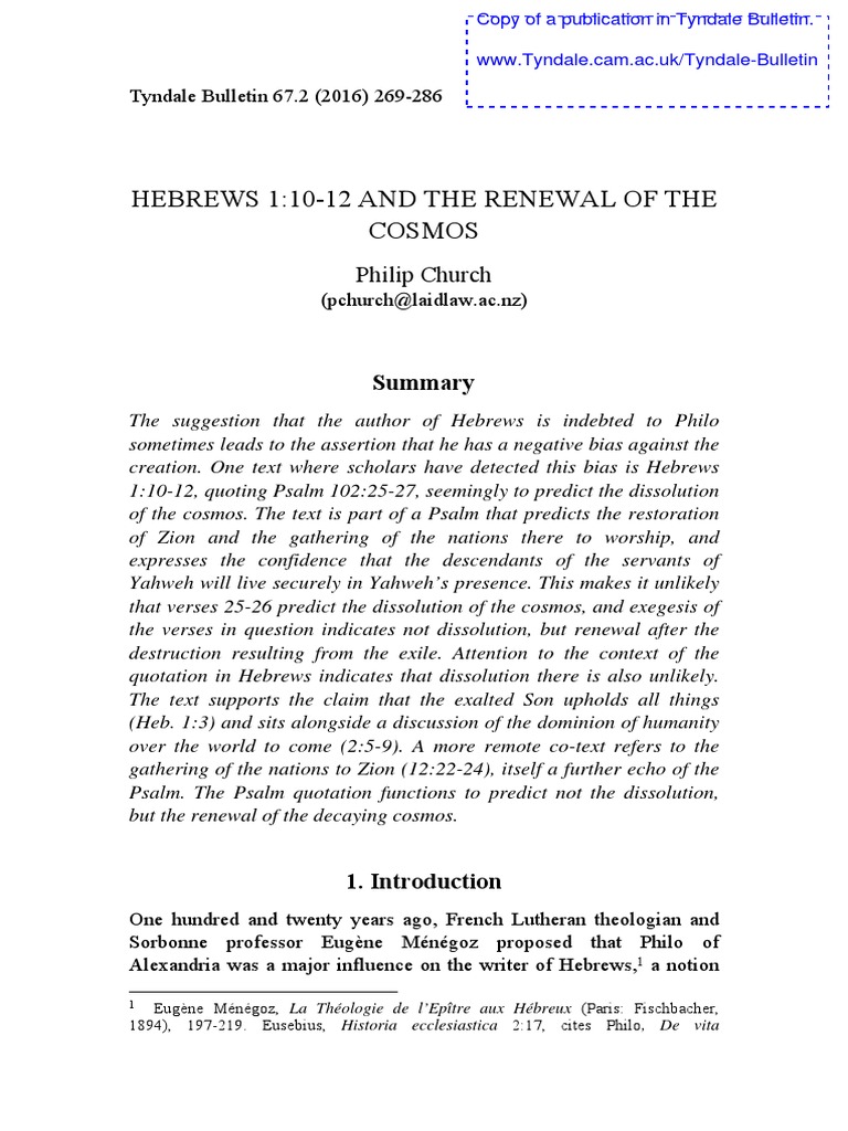 Hebrews 1 10 12 Explained