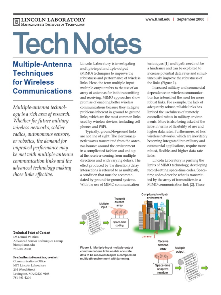 Tech Notes MultipleAntenna Techniques For Wireless Communications