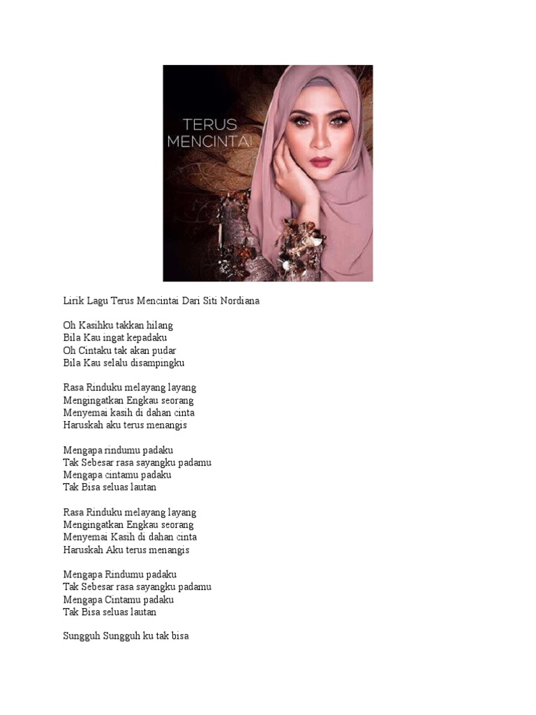 Lirik Lagu Terus Mencintai Dari Siti Nordiana