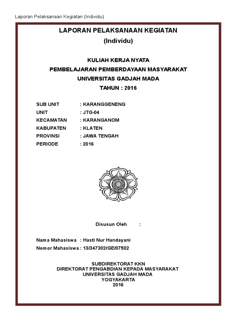 2c. Format Laporan Pelaksanaan Kegiatan Individu
