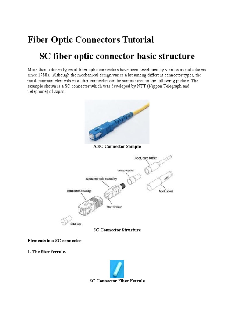 Fiber Optic Connectors Tutorial PDF Electrical Connector Optical